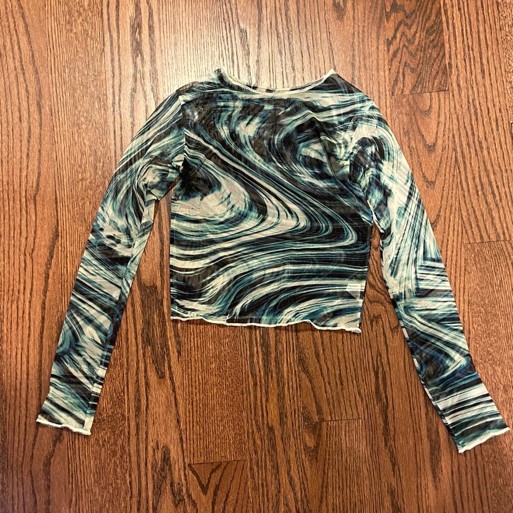 Five Dancewear Green Marble Mesh Layering Top